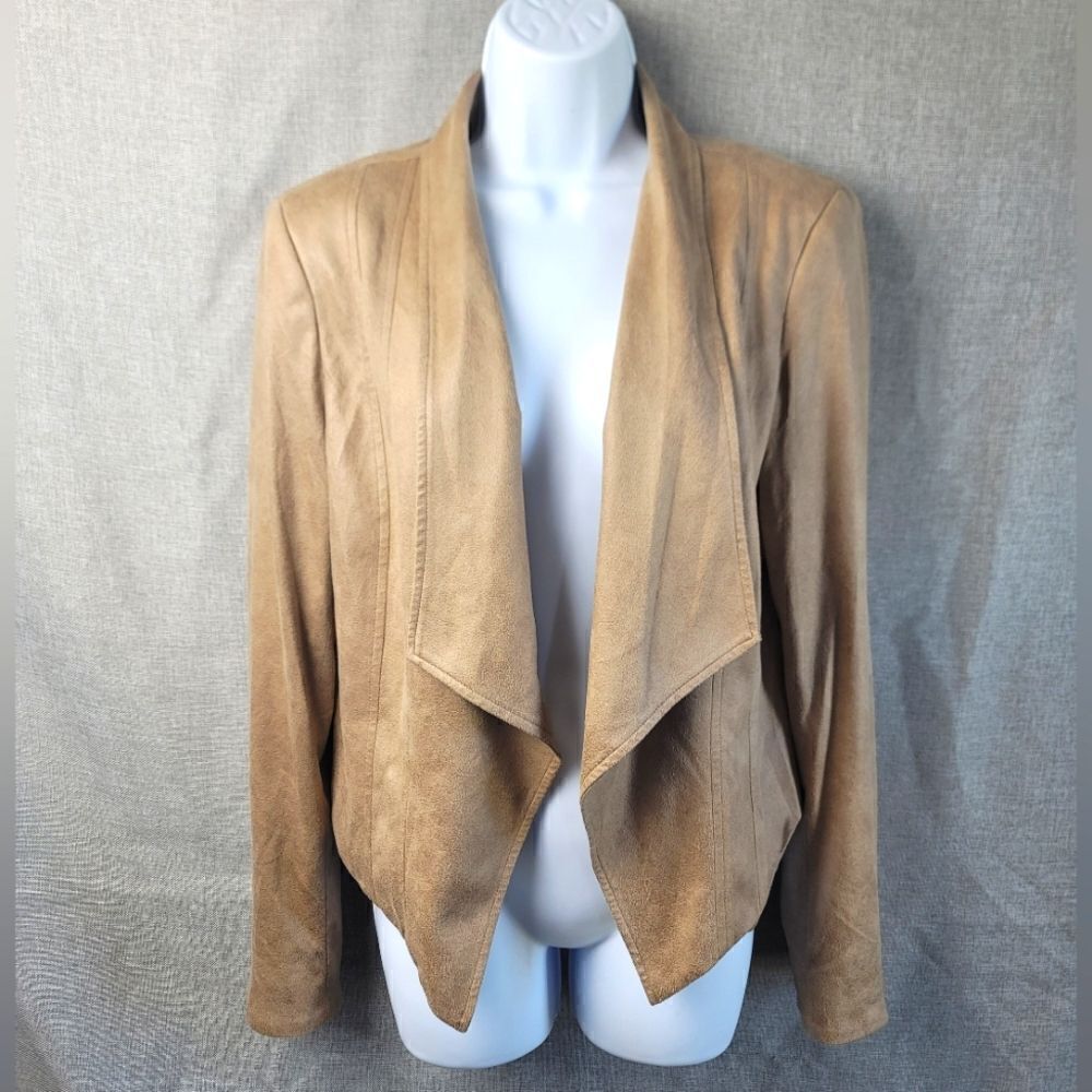 LAVENDER BROWN Faux Suede Drape Cardigan